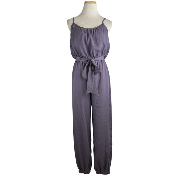 NAKED ZEBRA Jumpsuit Size Small NWT Purple Thin Straps Elastic Waist Legs Belt - Picture 1 of 5